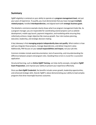Pgmp Application Examples PgMP® Eligibility Criteria Explained with Real Examples, Experience ...