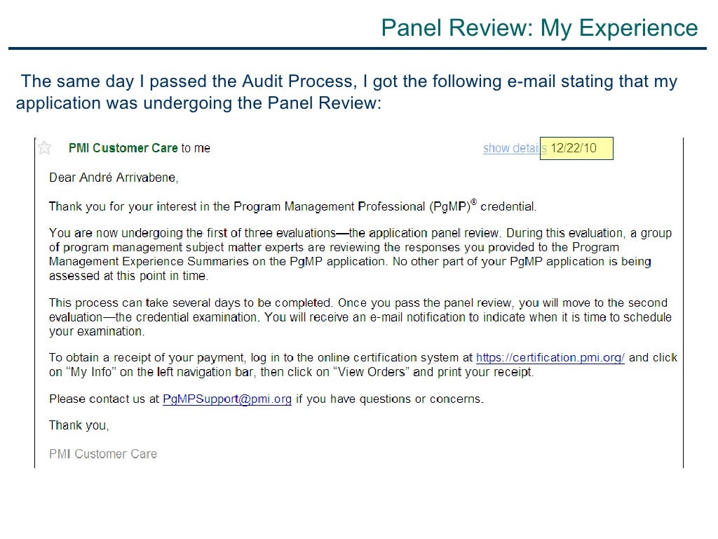 PgMP Panel Review (3/3)