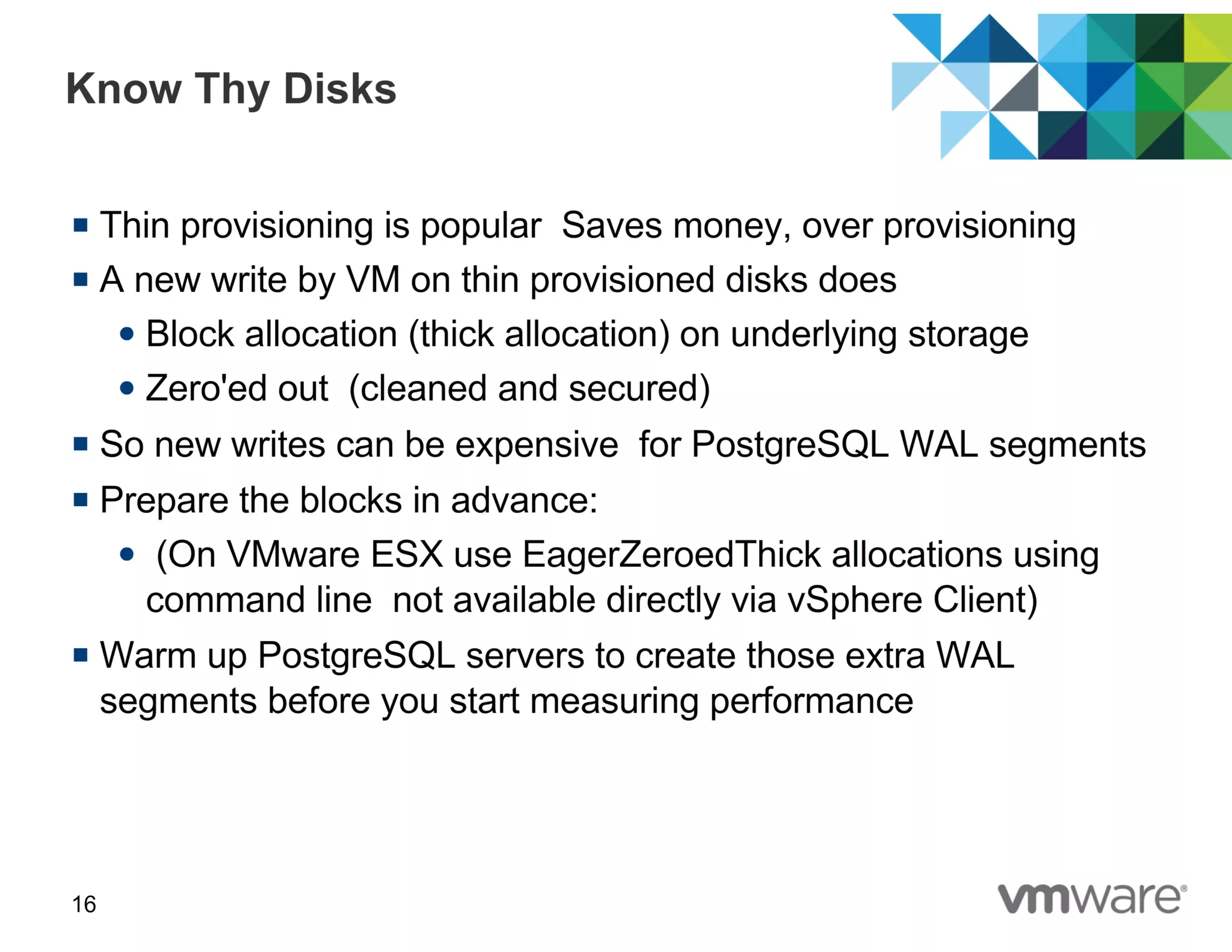 Best Practices of running PostgreSQL in Virtual Environments