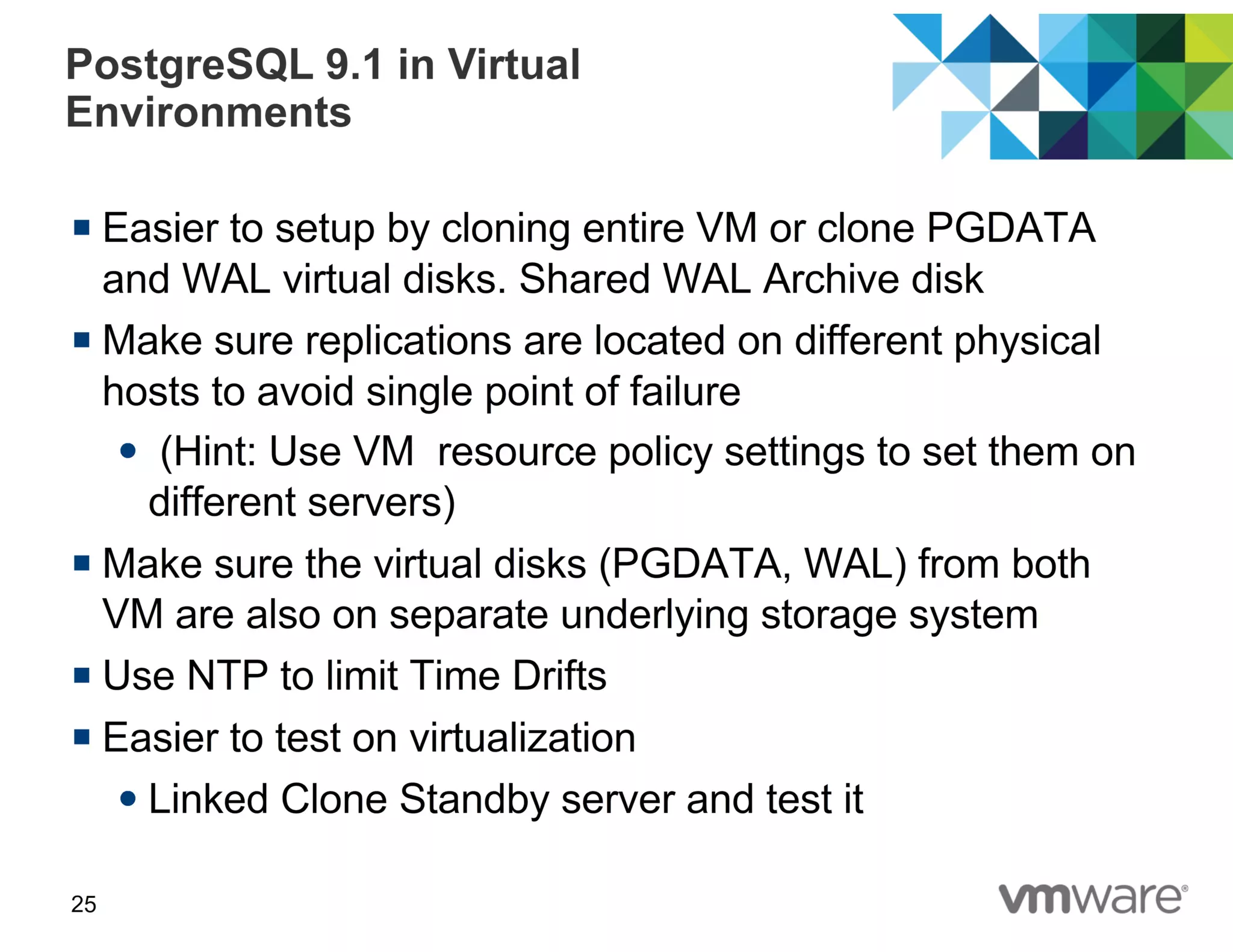 Best Practices of running PostgreSQL in Virtual Environments