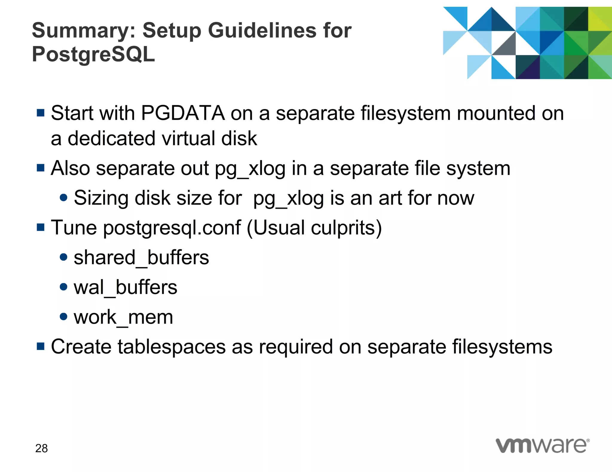 Best Practices of running PostgreSQL in Virtual Environments