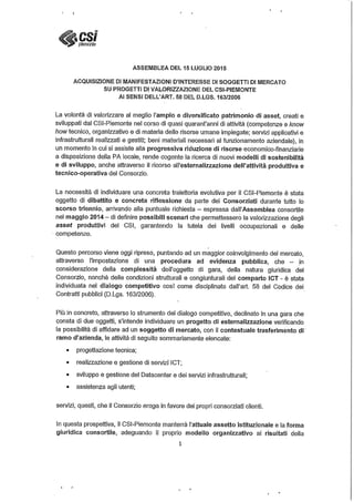 Ordine del giorno per la privatizzazione del Csi Piemonte