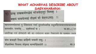 WHAT ACHARYAS DESCRIBE ABOUT
SAGYAHARANA:
 