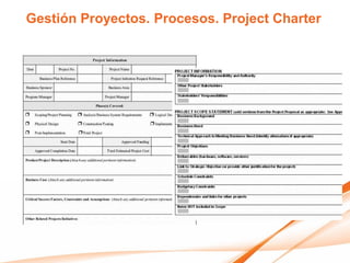 Gestión Proyectos. Procesos. Project Charter
 