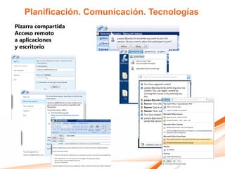 Planificación. Comunicación. Tecnologías
Pizarra compartida
Acceso remoto
a aplicaciones
y escritorio
 