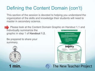 Section 1The Secondary Science Content DomainDefining the Content DomainDeepening Our Understanding of the Science Content Domain