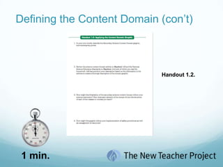 Defining the Content DomainIn this section, you will use a narrative and a graphic to define the secondary science content domain, thereby creating a framework for your teaching that helps to make learning meaningful for your students. Key Message:It is your responsibility to understand deeply the content you teach in order to make learning meaningful to all students.   CONTENT7 min.