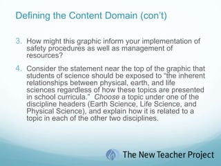 Defining the Content Domain (con’t)Now with a partner, do a think-pair-share about questions 3, 4 and 5 on Handout 1.2.Rationale/Why are we doing this?8 min.