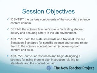 Examining Science StandardsBefore you begin analyzing the standards, consider the following:Key concepts are one way of identifying important/priority standards