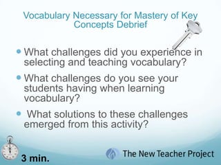 Vocabulary Necessary for Mastery of Key ConceptsDO NOW:Place your sticky notes along the continuum on the back wall.Next, read the quote from Project 2061.    5 min.