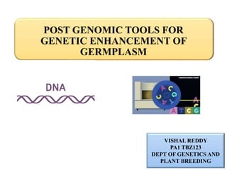 POST GENOMIC TOOLS FOR
GENETIC ENHANCEMENT OF
GERMPLASM
VISHAL REDDY
PA1 TBZ123
DEPT OF GENETICS AND
PLANT BREEDING
 