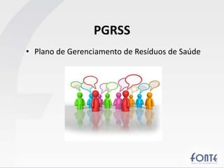 PGRSS
• Plano de Gerenciamento de Resíduos de Saúde
 
