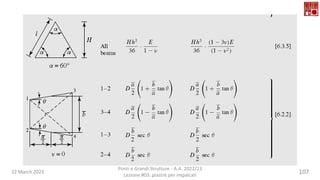 22 March 2023
Ponti e Grandi Strutture - A.A. 2022/23
Lezione #03: piastre per impalcati
107
 
