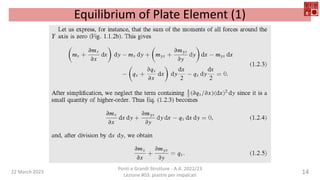 22 March 2023
Ponti e Grandi Strutture - A.A. 2022/23
Lezione #03: piastre per impalcati
14
Equilibrium of Plate Element (1)
 