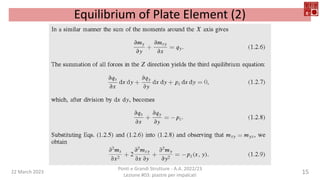 22 March 2023
Ponti e Grandi Strutture - A.A. 2022/23
Lezione #03: piastre per impalcati
15
Equilibrium of Plate Element (2)
 