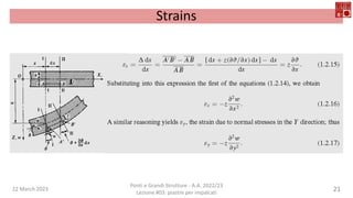 22 March 2023
Ponti e Grandi Strutture - A.A. 2022/23
Lezione #03: piastre per impalcati
21
Strains
 