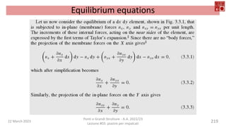 22 March 2023
Ponti e Grandi Strutture - A.A. 2022/23
Lezione #03: piastre per impalcati
219
Equilibrium equations
 