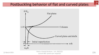 22 March 2023
Ponti e Grandi Strutture - A.A. 2022/23
Lezione #03: piastre per impalcati
226
Postbuckling behavior of flat and curved plates
 