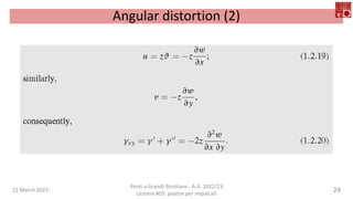 22 March 2023
Ponti e Grandi Strutture - A.A. 2022/23
Lezione #03: piastre per impalcati
24
Angular distortion (2)
 