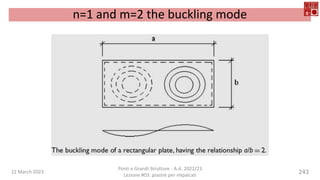 22 March 2023
Ponti e Grandi Strutture - A.A. 2022/23
Lezione #03: piastre per impalcati
243
n=1 and m=2 the buckling mode
 