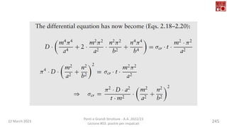 22 March 2023
Ponti e Grandi Strutture - A.A. 2022/23
Lezione #03: piastre per impalcati
245
 