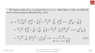 22 March 2023
Ponti e Grandi Strutture - A.A. 2022/23
Lezione #03: piastre per impalcati
246
 