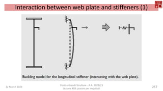 22 March 2023
Ponti e Grandi Strutture - A.A. 2022/23
Lezione #03: piastre per impalcati
257
Interaction between web plate and stiffeners (1)
 