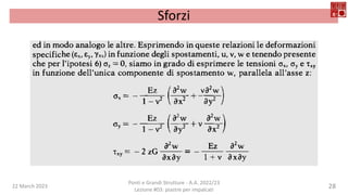 22 March 2023
Ponti e Grandi Strutture - A.A. 2022/23
Lezione #03: piastre per impalcati
28
Sforzi
 