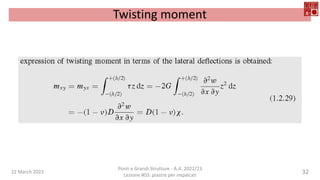 22 March 2023
Ponti e Grandi Strutture - A.A. 2022/23
Lezione #03: piastre per impalcati
32
Twisting moment
 