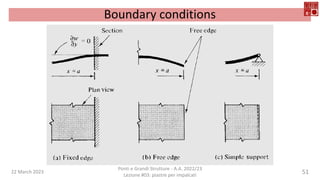22 March 2023
Ponti e Grandi Strutture - A.A. 2022/23
Lezione #03: piastre per impalcati
51
Boundary conditions
 