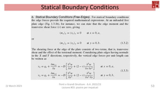 22 March 2023
Ponti e Grandi Strutture - A.A. 2022/23
Lezione #03: piastre per impalcati
53
Statical Boundary Conditions
 
