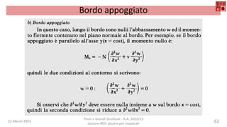 22 March 2023
Ponti e Grandi Strutture - A.A. 2022/23
Lezione #03: piastre per impalcati
62
Bordo appoggiato
 
