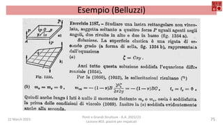 22 March 2023
Ponti e Grandi Strutture - A.A. 2022/23
Lezione #03: piastre per impalcati
75
Esempio (Belluzzi)
 