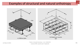 22 March 2023
Ponti e Grandi Strutture - A.A. 2022/23
Lezione #03: piastre per impalcati
79
Examples of structural and natural orthotropy
 