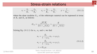 22 March 2023
Ponti e Grandi Strutture - A.A. 2022/23
Lezione #03: piastre per impalcati
84
Stress-strain relations
 