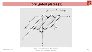 22 March 2023
Ponti e Grandi Strutture - A.A. 2022/23
Lezione #03: piastre per impalcati
90
Corrugated plates (1)
 