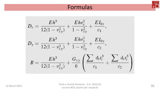 22 March 2023
Ponti e Grandi Strutture - A.A. 2022/23
Lezione #03: piastre per impalcati
95
Formulas
 