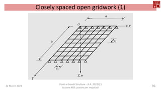 22 March 2023
Ponti e Grandi Strutture - A.A. 2022/23
Lezione #03: piastre per impalcati
96
Closely spaced open gridwork (1)
 