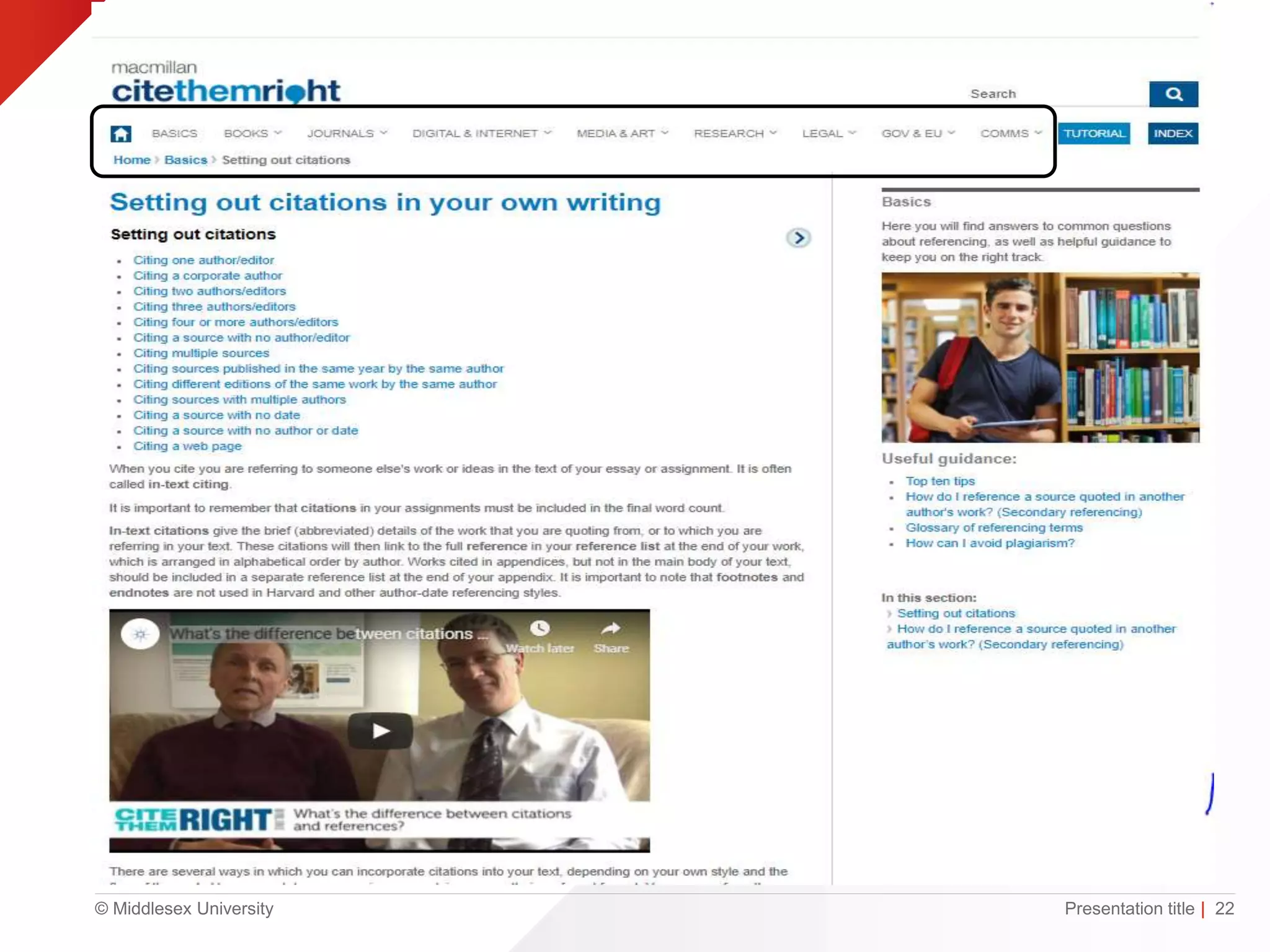 © Middlesex University Presentation title | 22
 