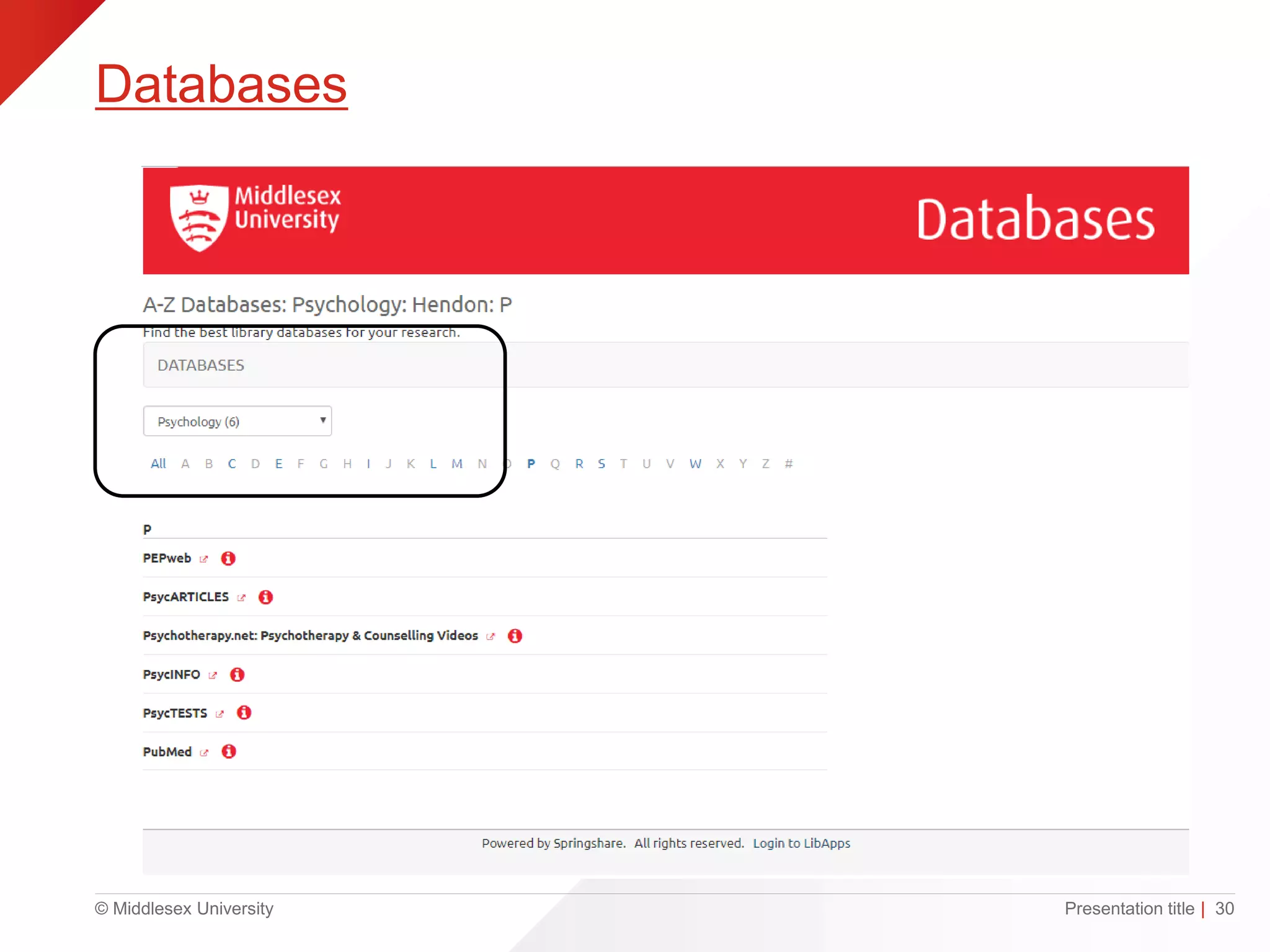© Middlesex University
Databases
Presentation title | 30
 