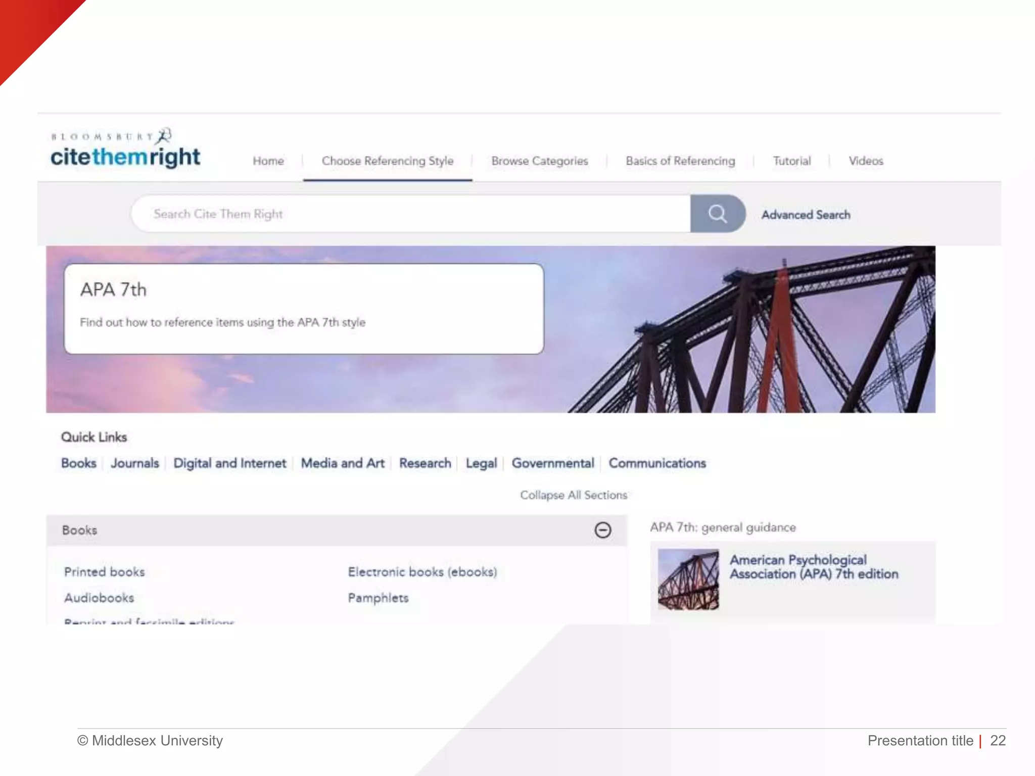 © Middlesex University Presentation title | 22
 