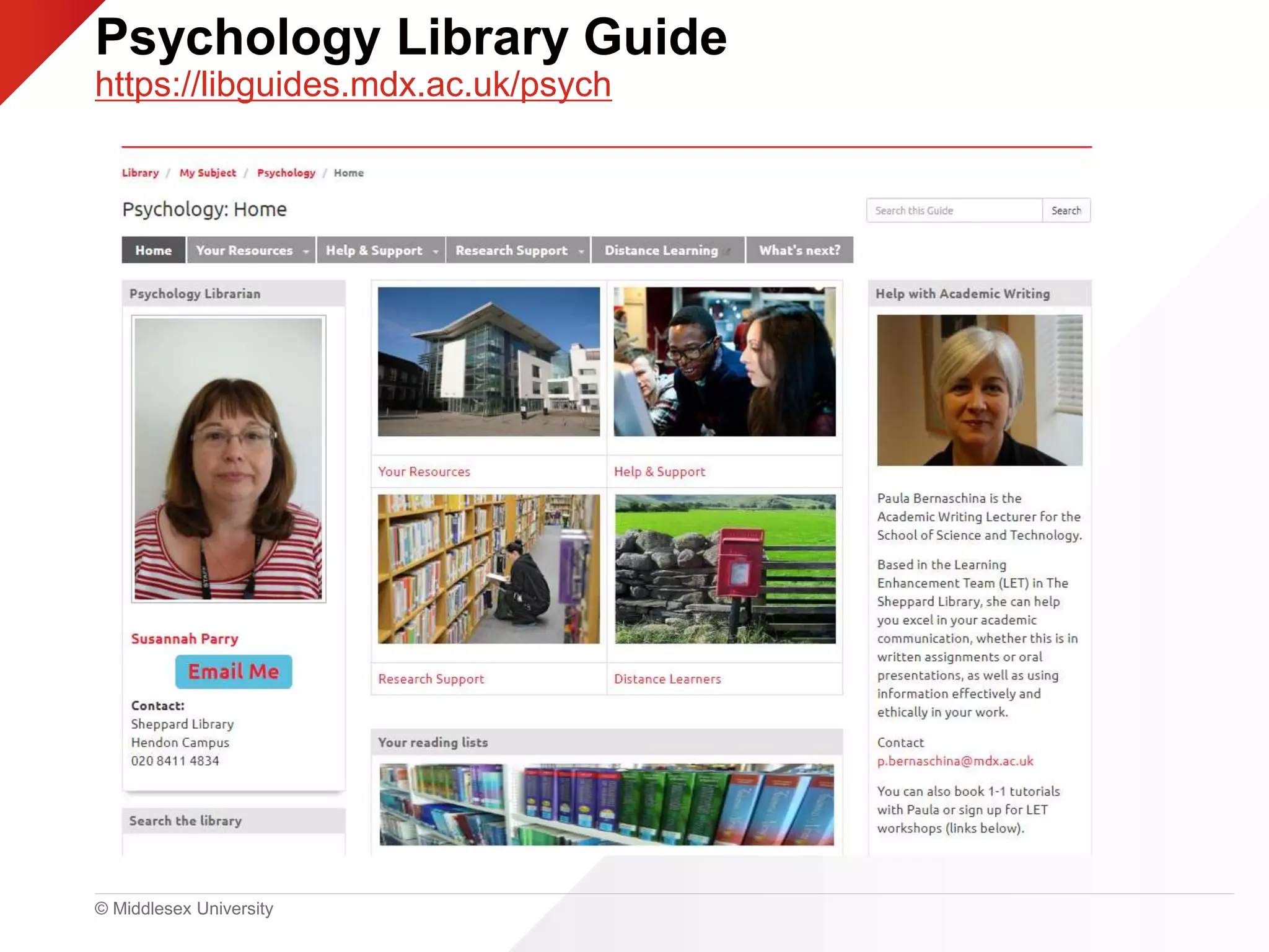 © Middlesex University
Psychology Library Guide
https://libguides.mdx.ac.uk/psych
 