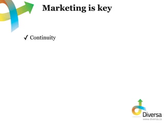 Marketing is key


✓ Continuity
 