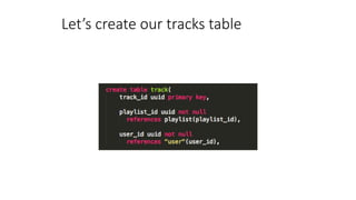 Let’s create our tracks table
 