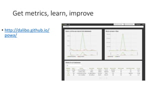 Get metrics, learn, improve
• http://dalibo.github.io/
powa/
 