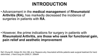 rheumatoid arthritis & surgical management | PPTX