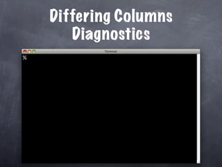 Differing Columns
       Diagnostics
%
 