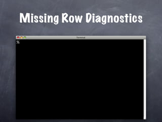 Missing Row Diagnostics
%
 