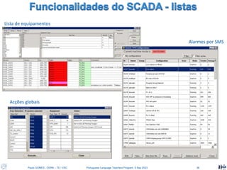 Paulo GOMES , CERN – TE / VSC Portuguese Language Teachers Program, 5 Sep 2023 36
Lista de equipamentos
Alarmes por SMS
Acções globais
 