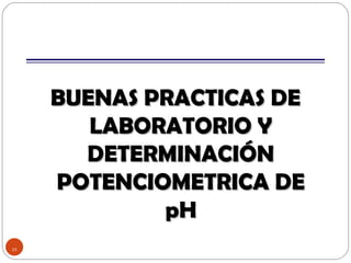 BUENAS PRACTICAS DE LABORATORIO Y DETERMINACIÓN POTENCIOMETRICA DE pH 